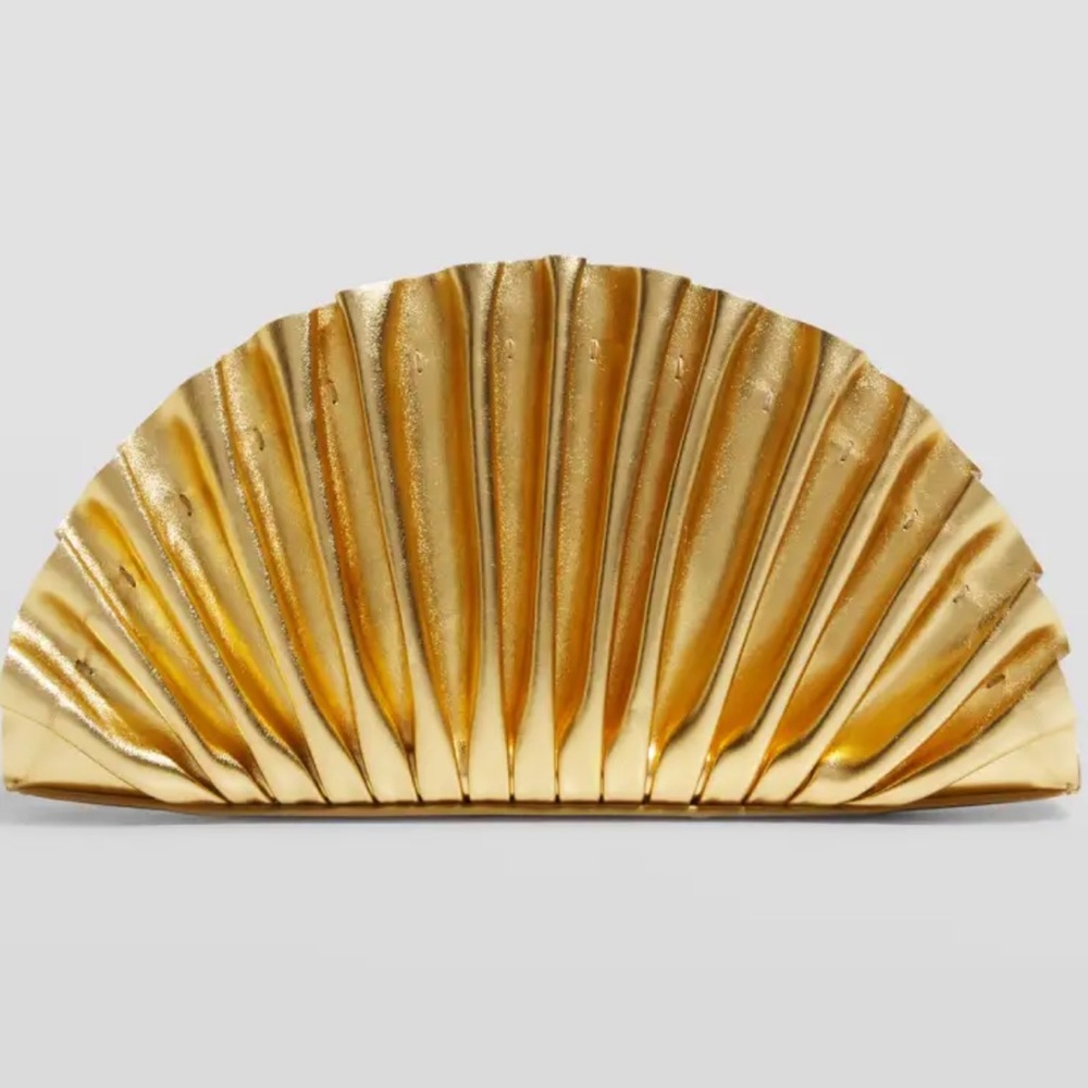 Nala Mini Pleated Metallic Clutch Bag